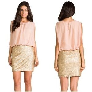 NWT MM Couture white gold sequin skirt dress NN8